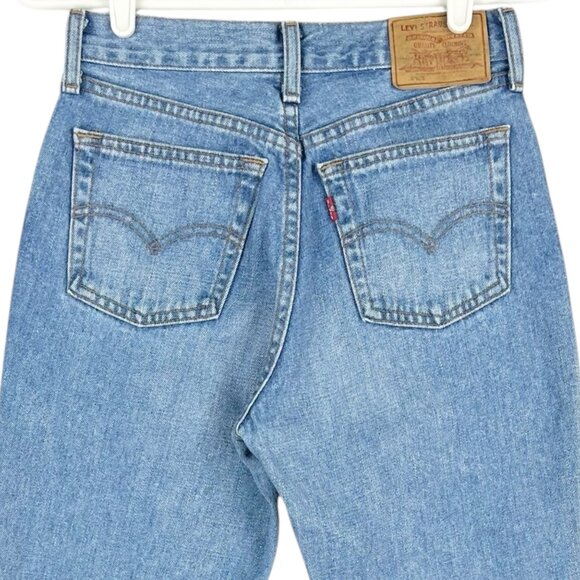 Levis 505 Women's Straight-Leg Blue Denim Jeans Size 26x27 Mid Rise Cotton - Picture 4 of 10